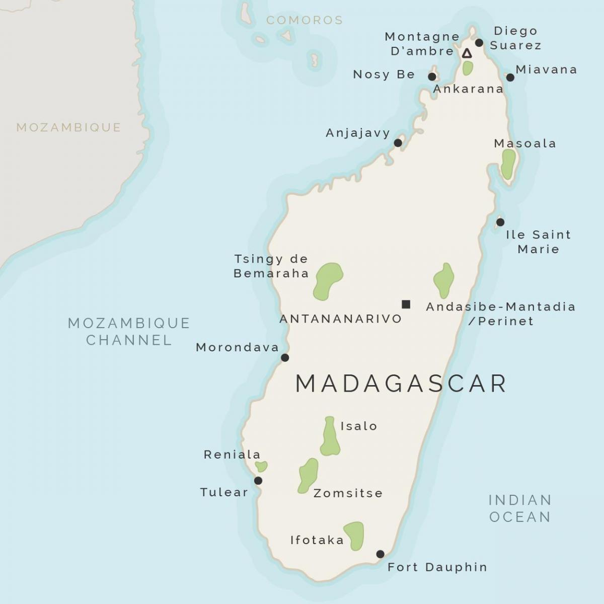 газрын зураг нь Мадагаскар болон эргэн тойрны арлууд