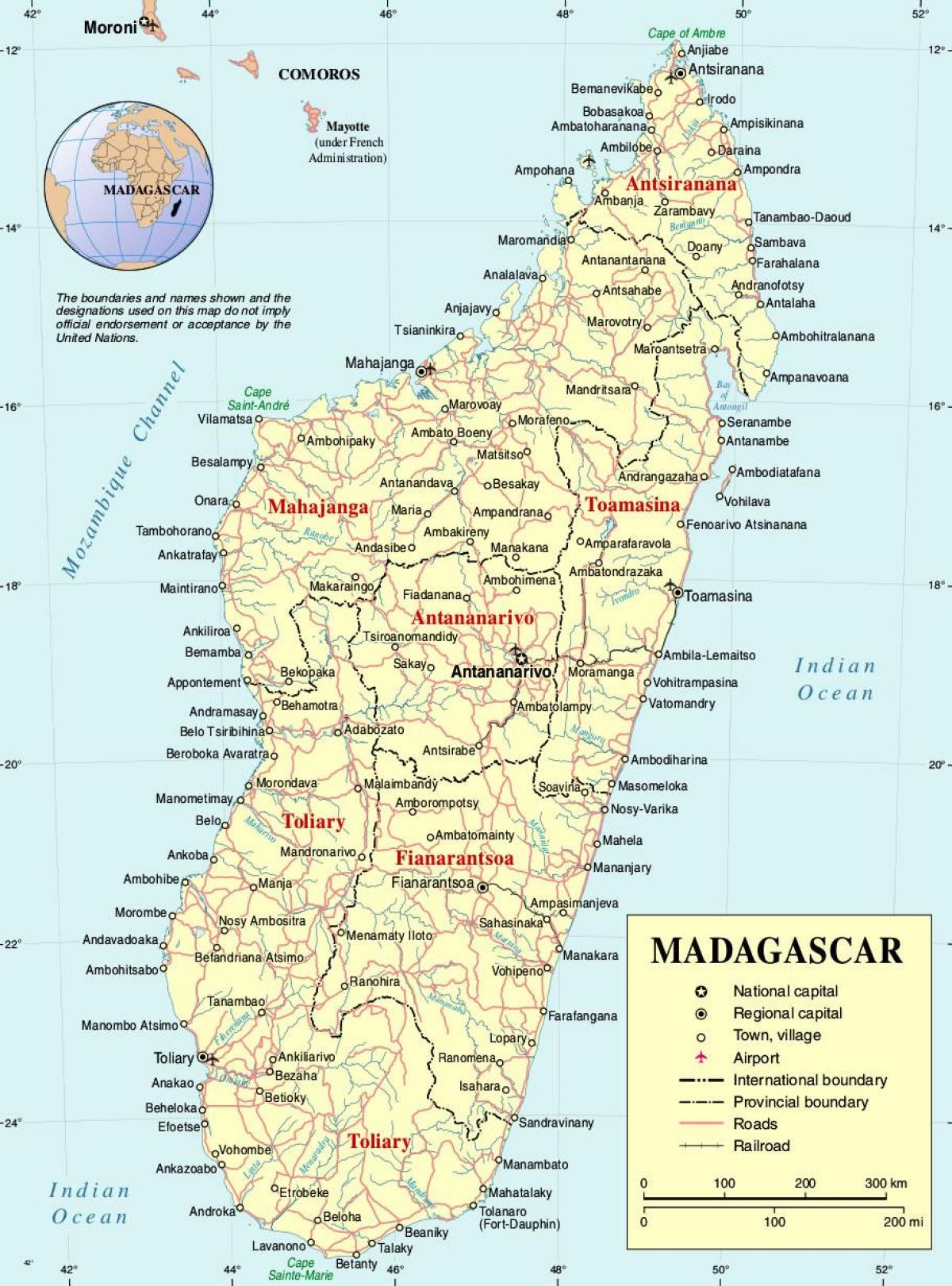 Мадагаскар газрын зураг бүхий хотууд